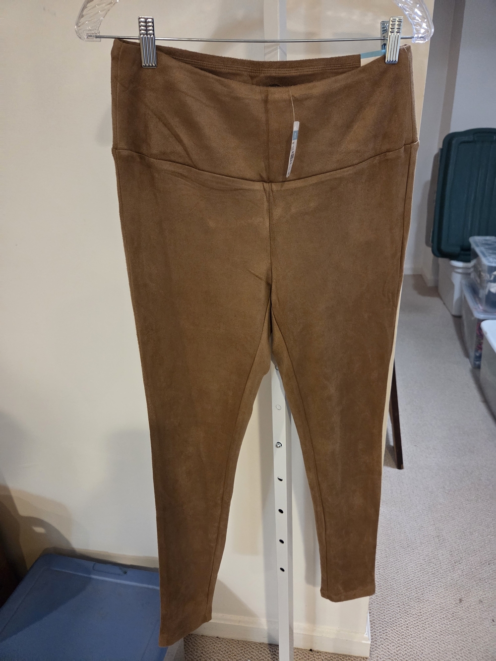High-Rise Brown Faux-Suede Leggings